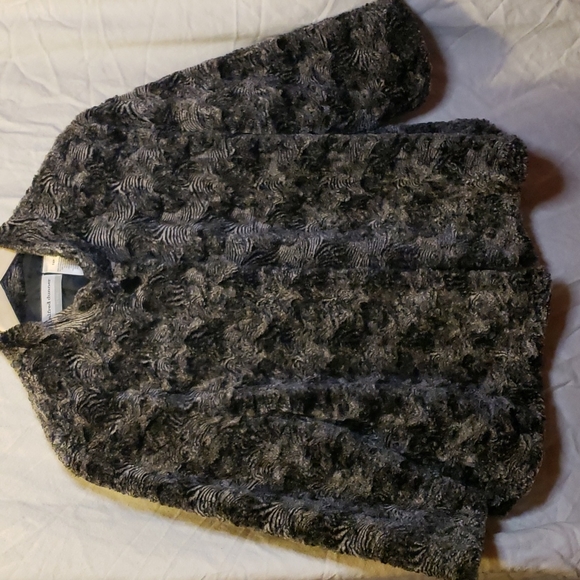 Alfred Dunner Petite Fux Fur Coat - Picture 1 of 5